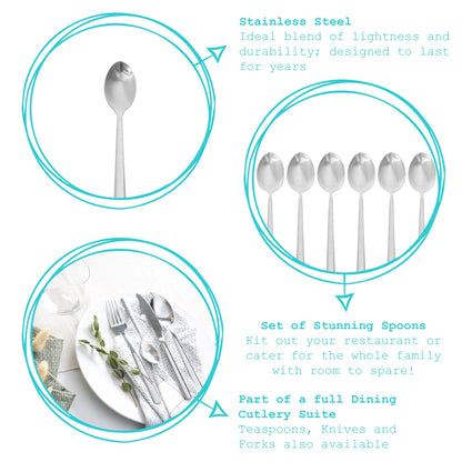 6 x 18/0 Stainless Steel Teaspoons - Pack of 6