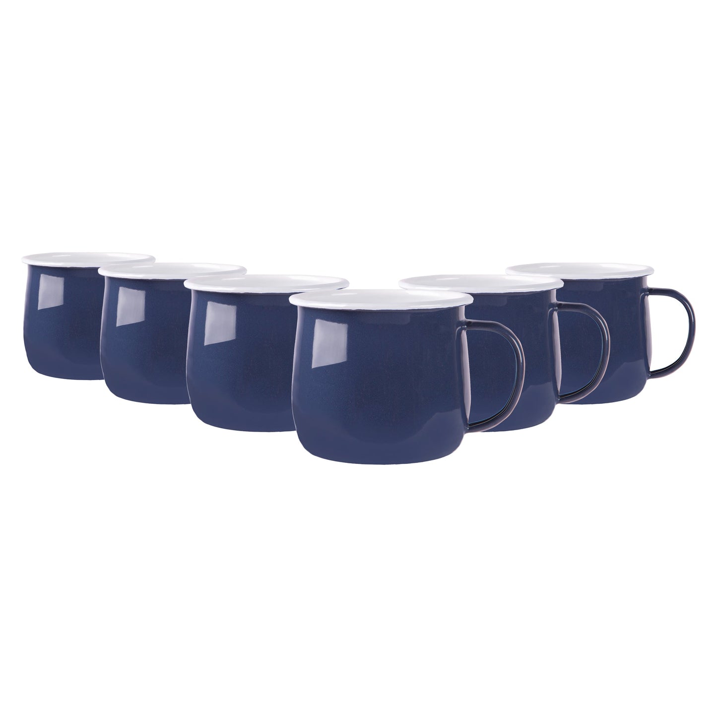 375ml Coloured Enamel Belly Mugs - Pack of Six