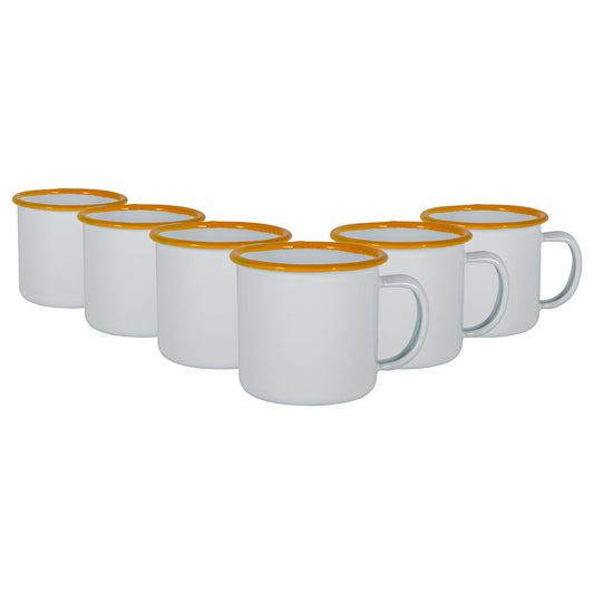 130ml White Enamel Espresso Cups - Pack of Six