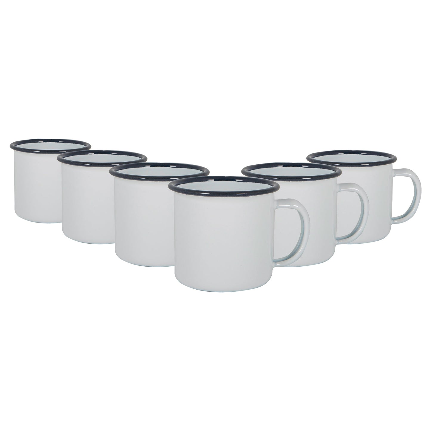 130ml White Enamel Espresso Cups - Pack of Six
