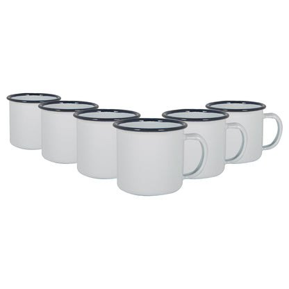 130ml White Enamel Espresso Cups - Pack of Six