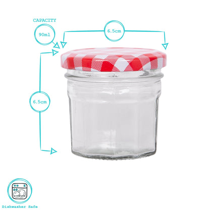 90ml Glass Jam Jars with Lids - Pack of 6