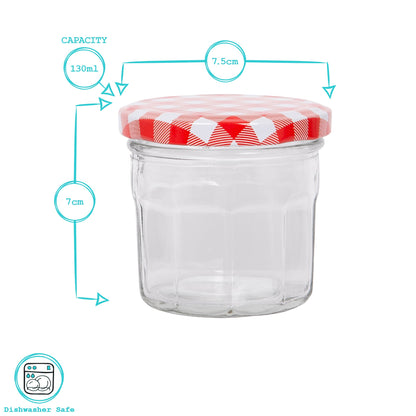 130ml Glass Jam Jars with Lids - Pack of 6