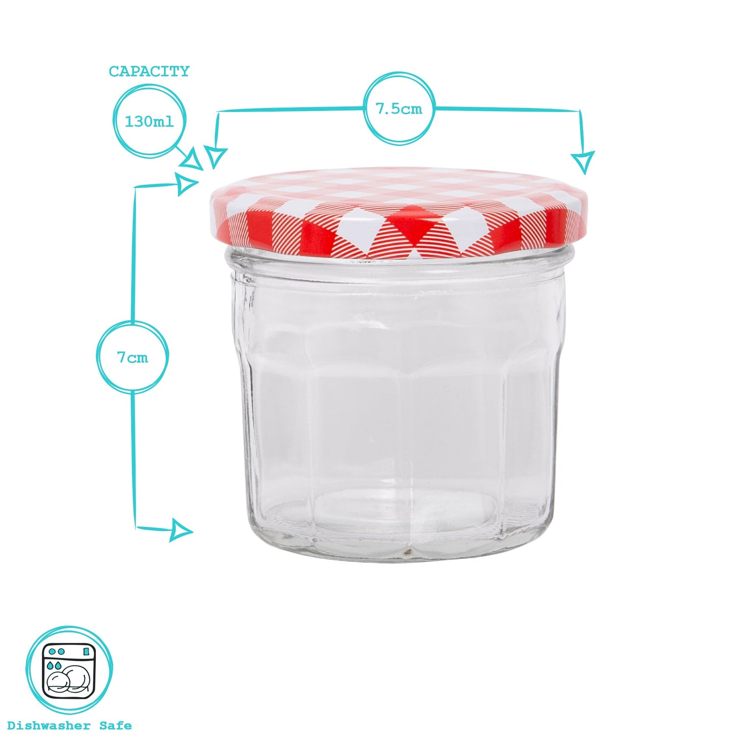 130ml Glass Jam Jars with Lids - Pack of 6