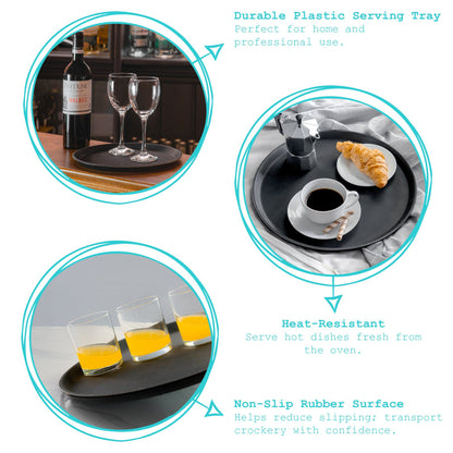 27.5cm Black Round Plastic Non-Slip Serving Tray
