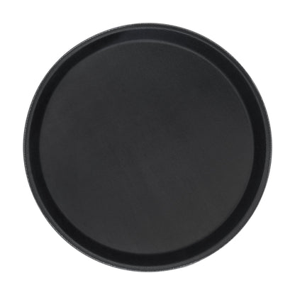 27.5cm Black Round Plastic Non-Slip Serving Tray