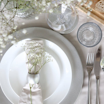 Metallic Silver Melamine Napkin Rings - Pack of Six