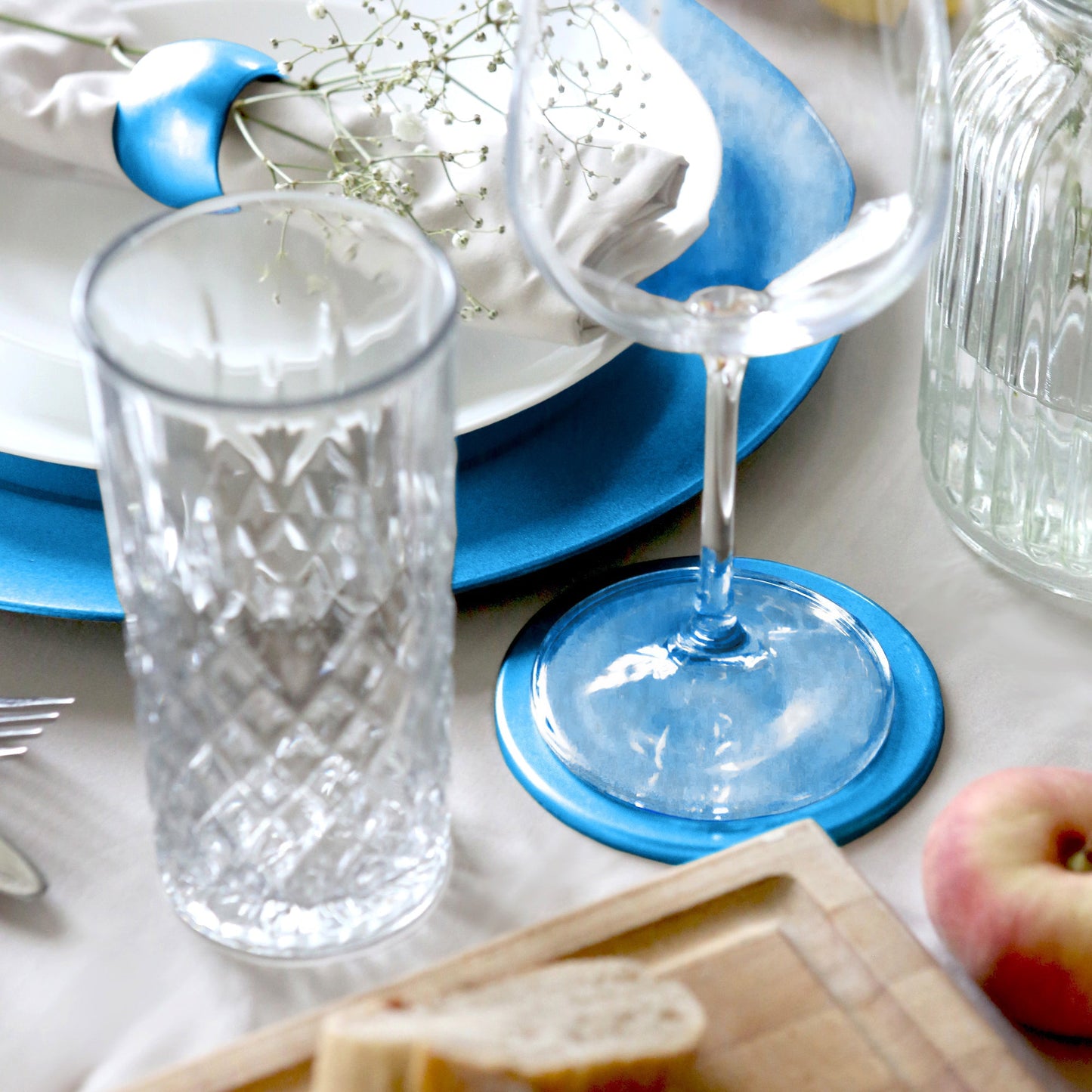 Metallic Blue Melamine Napkin Rings - Pack of Six