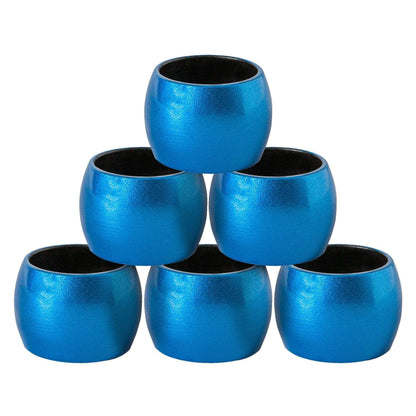 Metallic Blue Melamine Napkin Rings - Pack of Six