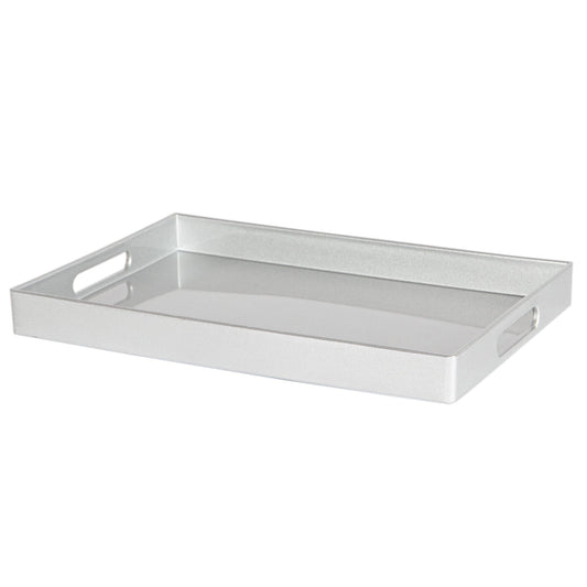 34.5cm x 25cm Silver Rectangle Lacquer Tray