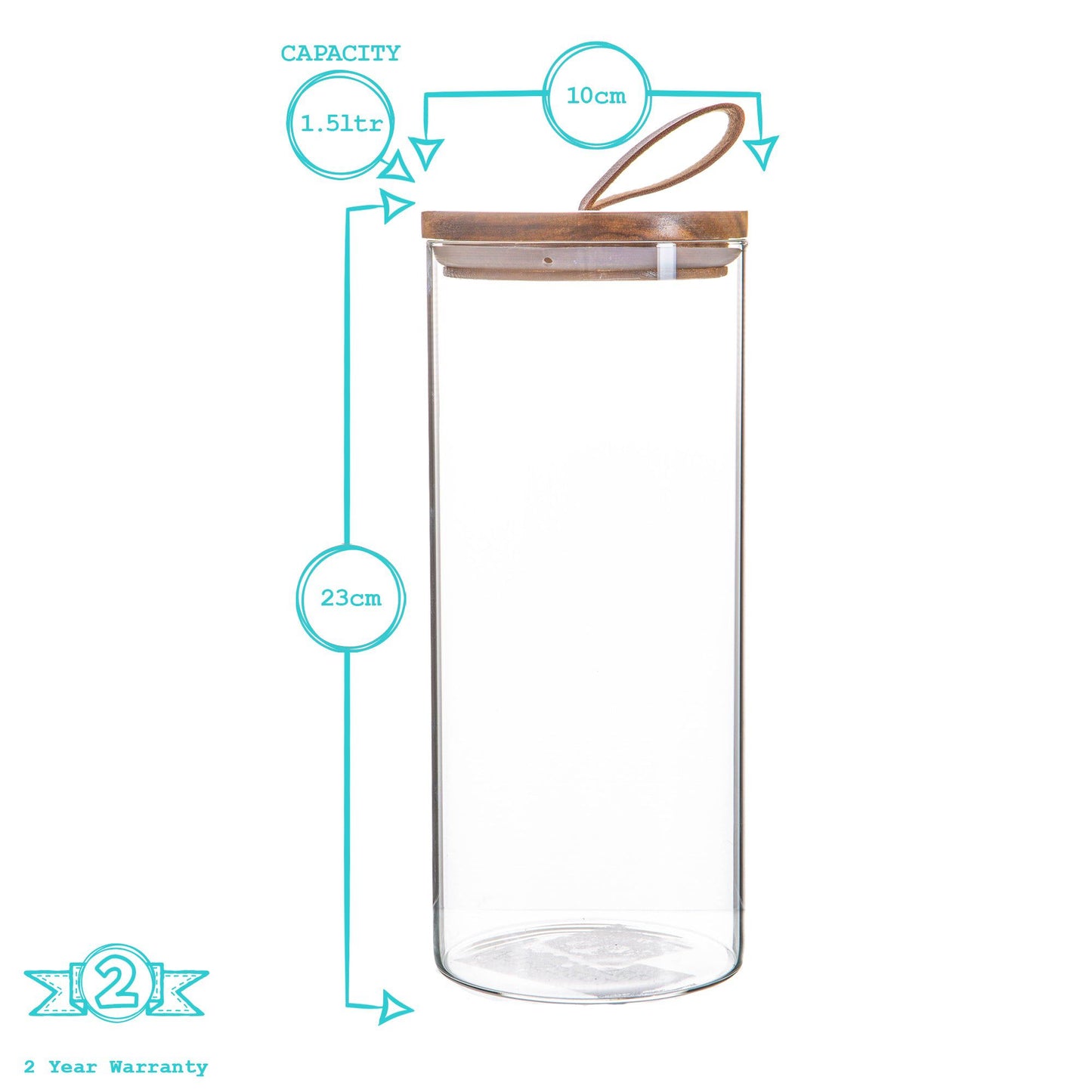 1.5L Scandi Storage Jar with Leather Loop Lid
