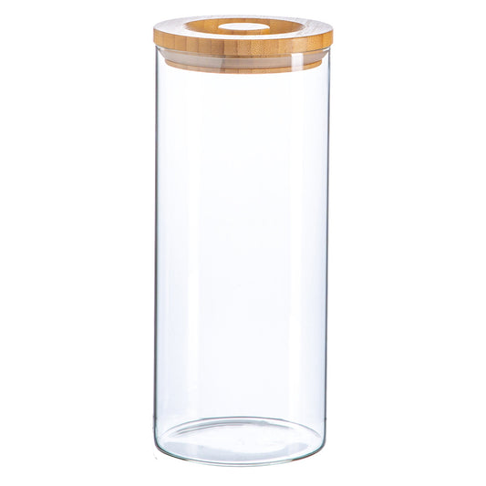 1.5L Scandi Storage Jar with Carved Wooden Lid