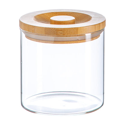 550ml Scandi Storage Jar with Carved Wooden Lid