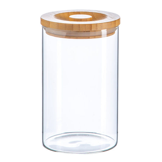 1L Scandi Storage Jar with Carved Wooden Lid
