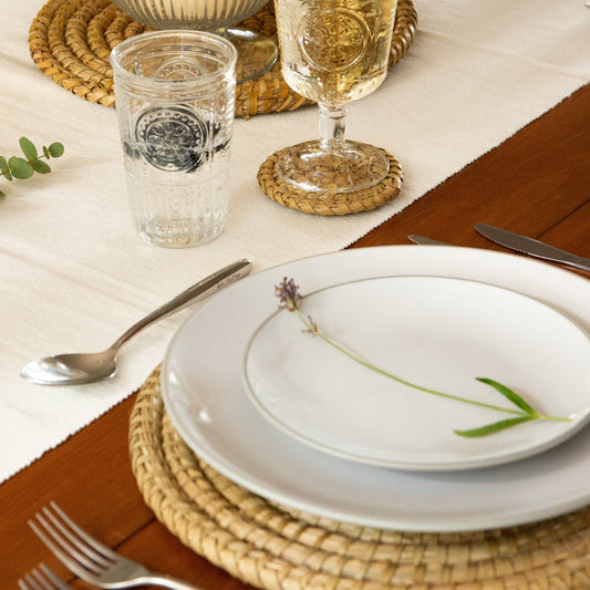 12pc Woven Palm Leaf Placemats & Coasters Set