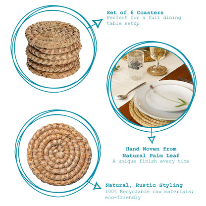 Woven Palm Leaf Coasters - Pack of Six
