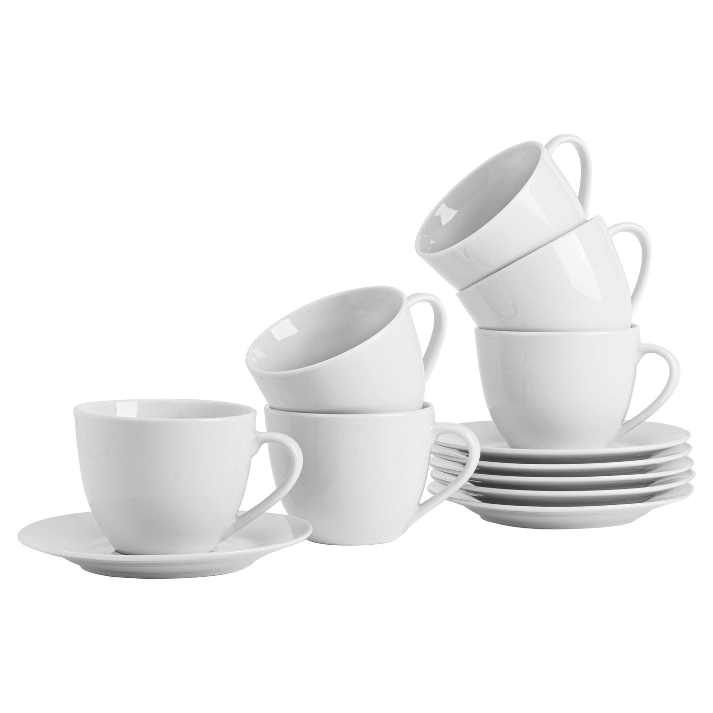 320ml White China Cappuccino Cups & Saucers - 6 Sets