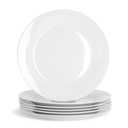 27cm White Large China Dinner Plates - Pack of Six