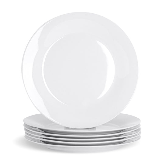 27cm White Large China Dinner Plates - Pack of Six
