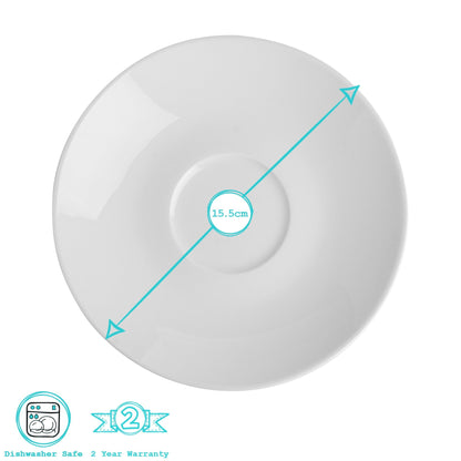 200ml White China Stacking Teacups & Saucers - 6 Sets