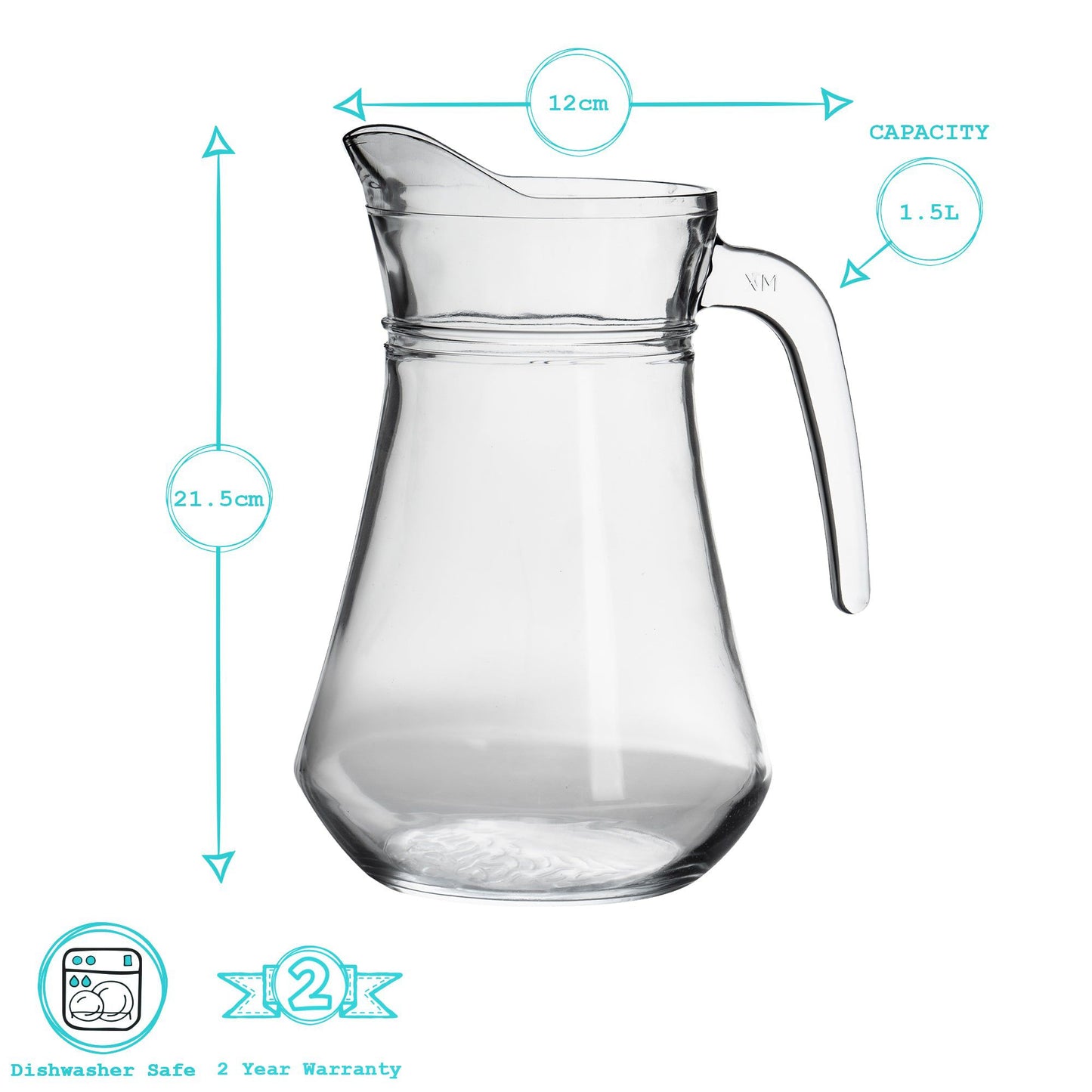 1.5L Brocca Glass Water Jug