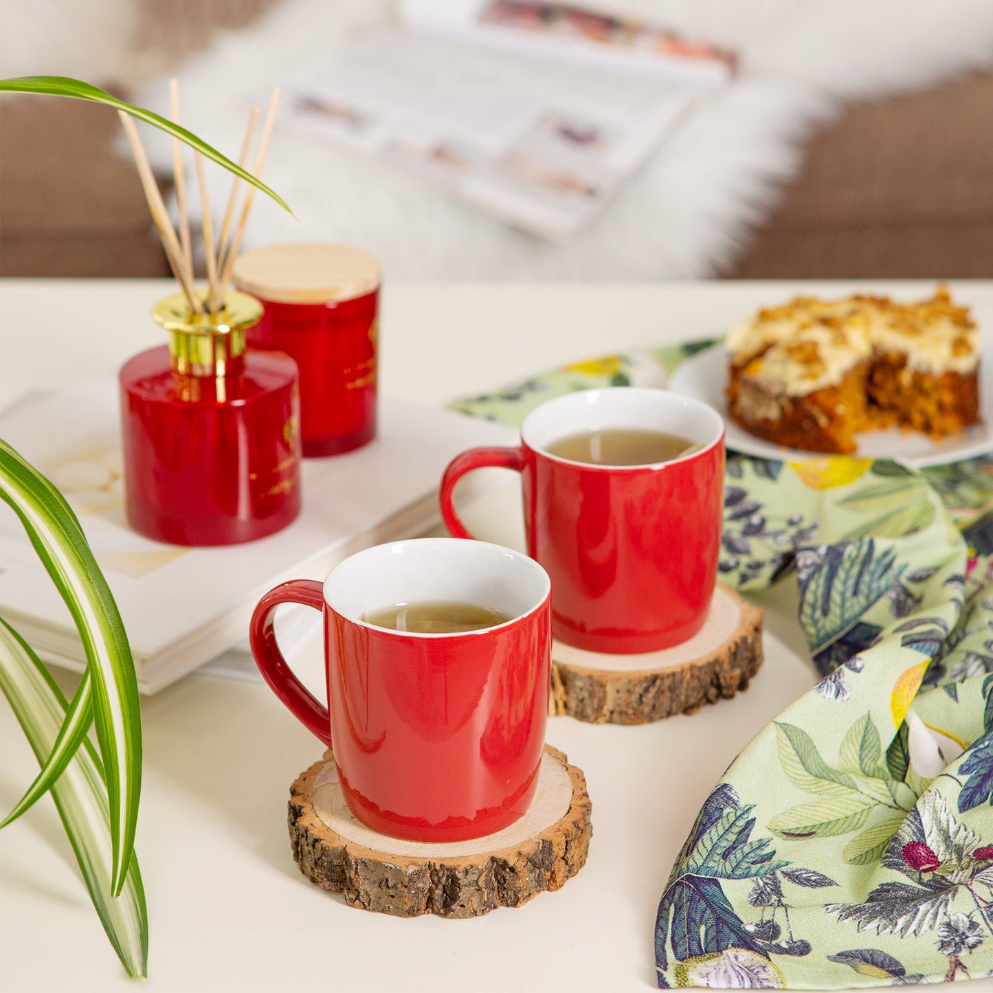 350ml Red Coloured Coffee Mugs - Pack of Six