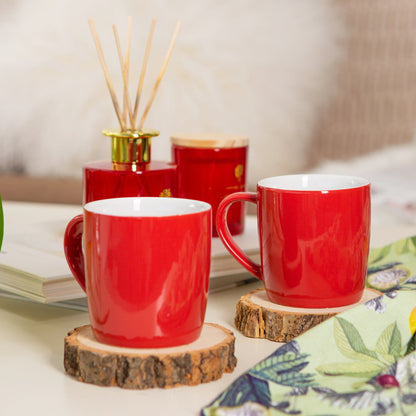 350ml Red Coloured Coffee Mugs - Pack of Six