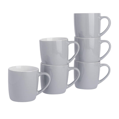 350ml Grey Coloured Coffee Mugs - Pack of Six