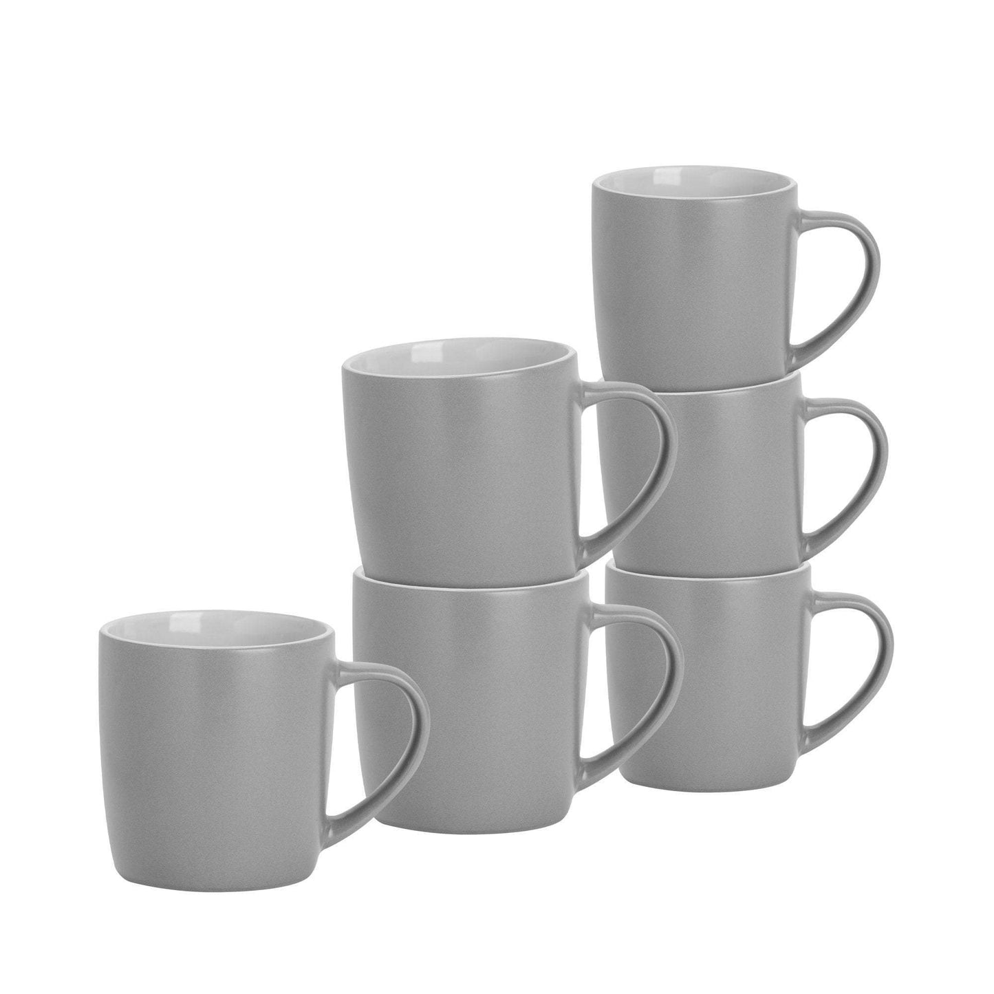 350ml Matt Grey Coloured Coffee Mugs - Pack of Six