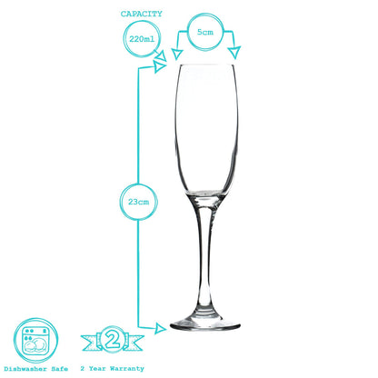 220ml Classic Champagne Flutes - Pack of Six