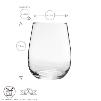 360ml Gaia Stemless Wine Glasses - Pack of Six