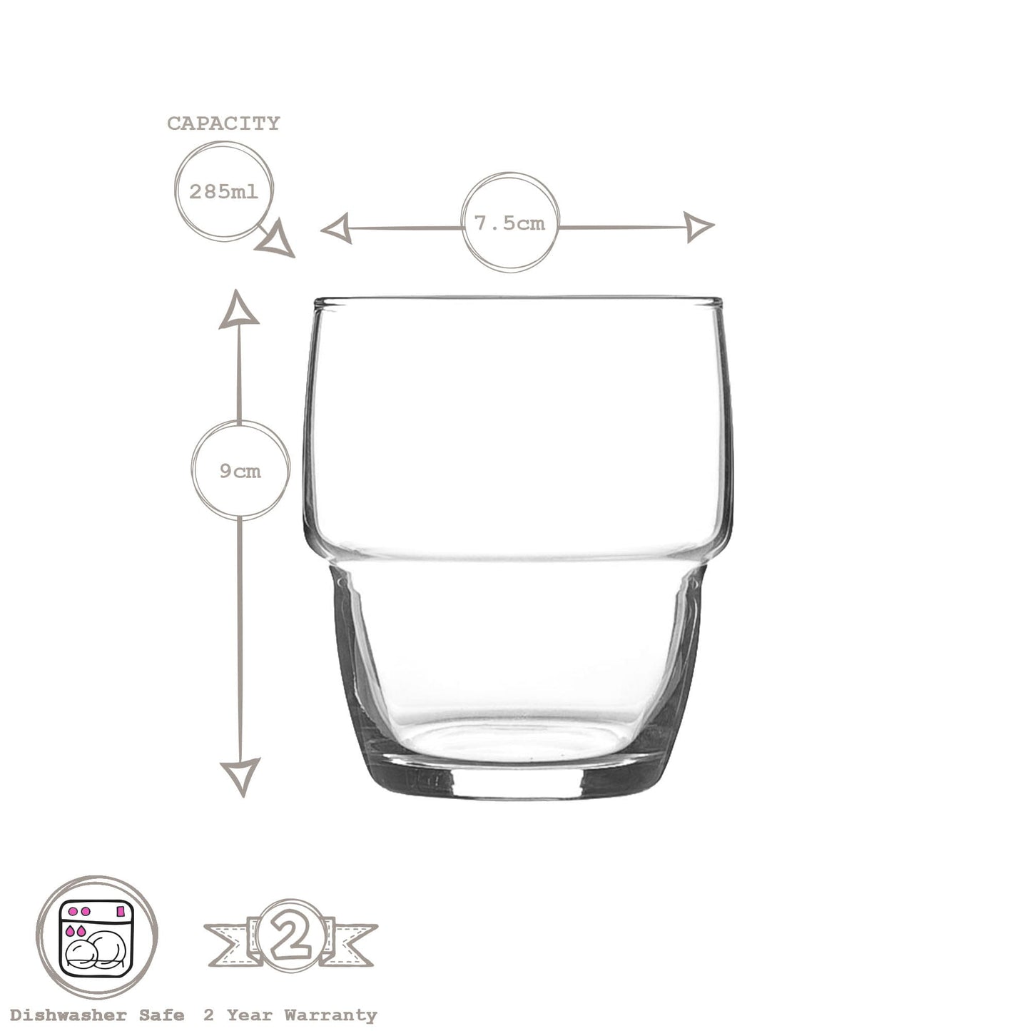 285ml Galata Stacking Tumbler Glasses - Pack of Six