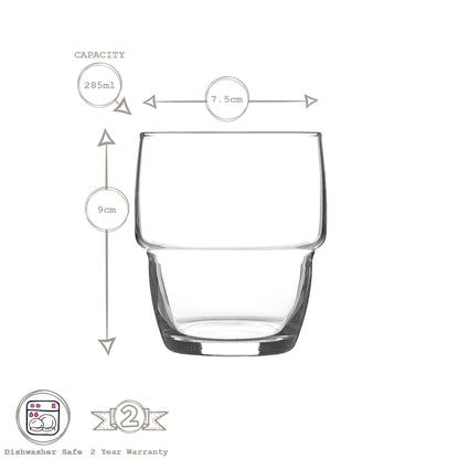 285ml Galata Stacking Tumbler Glasses - Pack of Six