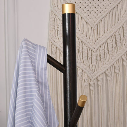Vintage Coat Rack Stand Freestanding Hall Tree With 6 Hooks Bamboo Frame For Entryway Hallway Bedroom Walnut