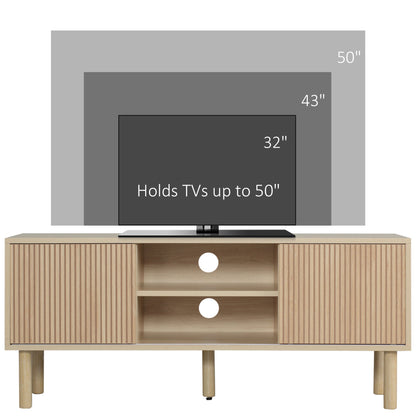 HOMCOM TV Stand Cabinet for TVs up to 50" with Sliding Doors, Natural
