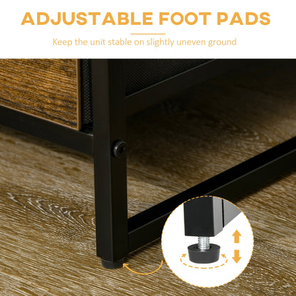 HOMCOM Industrial Storage Cabinet with 2 Shelves 3 Fabric Drawers Rustic Brown