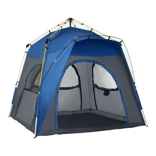 4 Person Automatic Camping Tent Outdoor Pop Up Tent Portable Backpacking Dome Shelter Grey