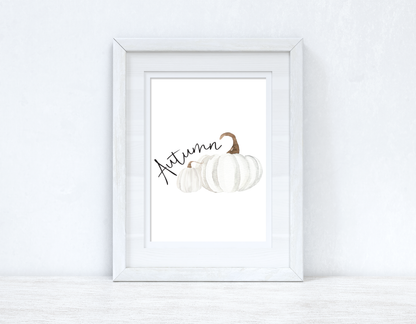 Autumn White Pumpkins Autumn Seasonal Wall Home Decor Print