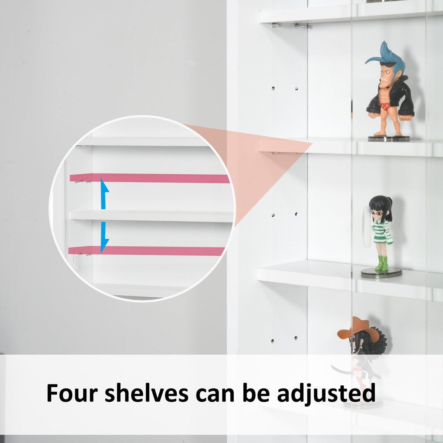 Five-Tier Wall Display Cabinet With Glass Doors - White