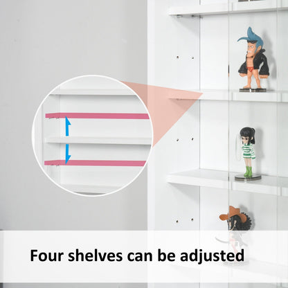 Five-Tier Wall Display Cabinet With Glass Doors - White
