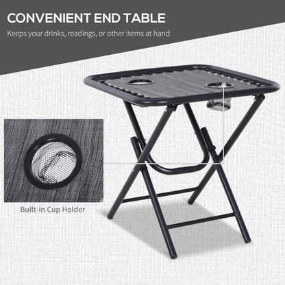 3-Piece Folding Zero Gravity Chairs Sun Lounger Table Set w/ Cup Holders Reclining Garden Yard Pool