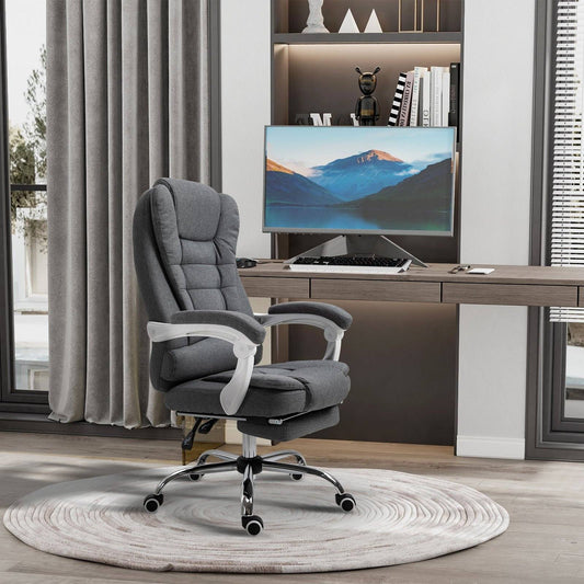 Vinsetto Office Chair with Footrest Computer Swivel Rolling Task Recliner for Home with Retractable Footrest