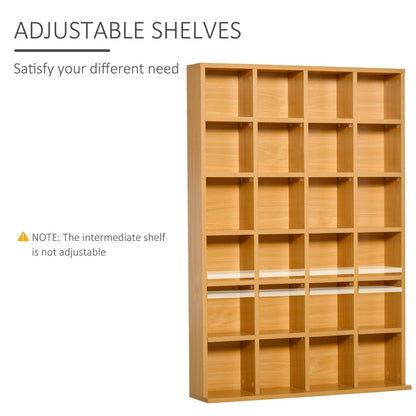 26-Section Multimedia Shelving Unit With Adjustable Shelves - Brown