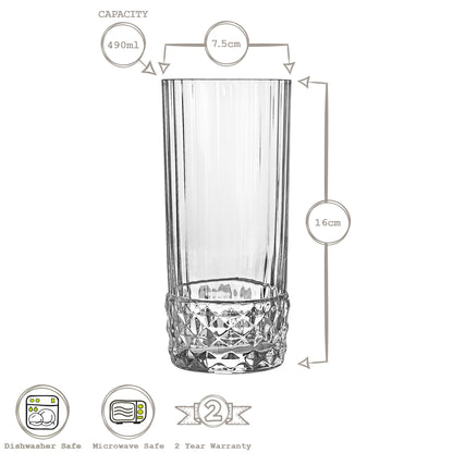 490ml America '20s Highball Glasses - Pack of Six