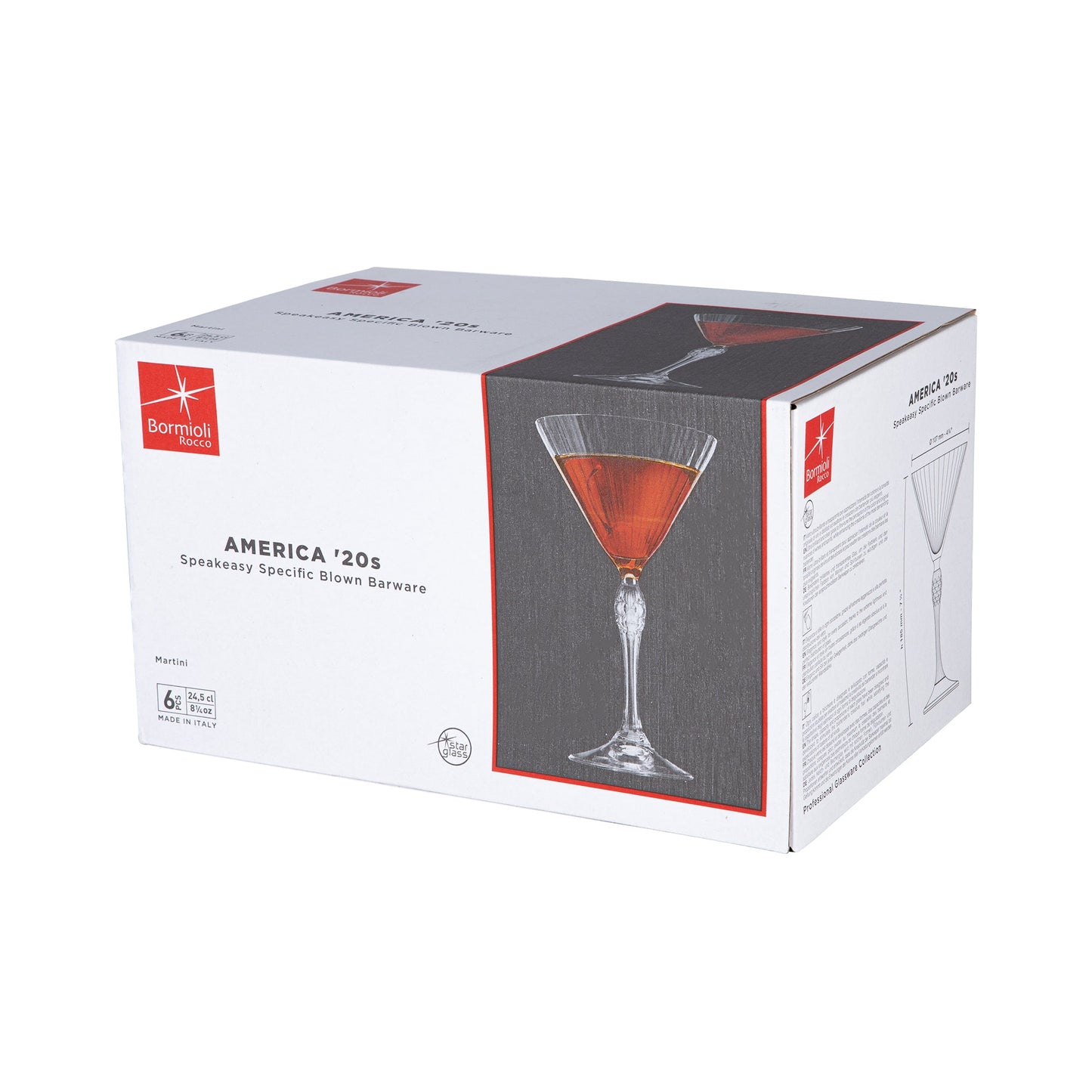 250ml America '20s Martini Glasses - Pack of Six