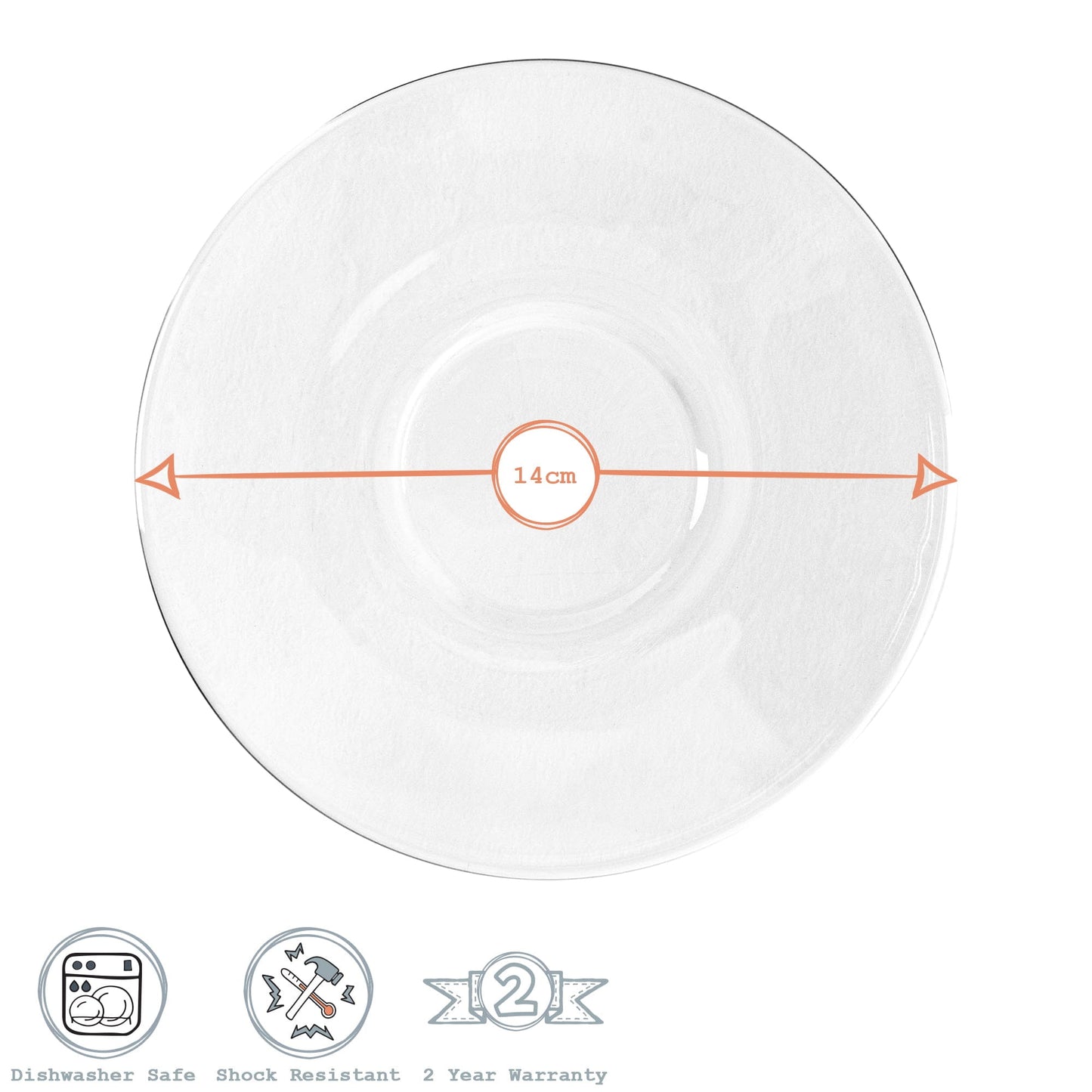 14cm Bar Glass Cappuccino Saucers - Pack of Six