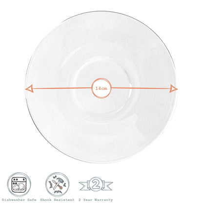 14cm Bar Glass Cappuccino Saucers - Pack of Six