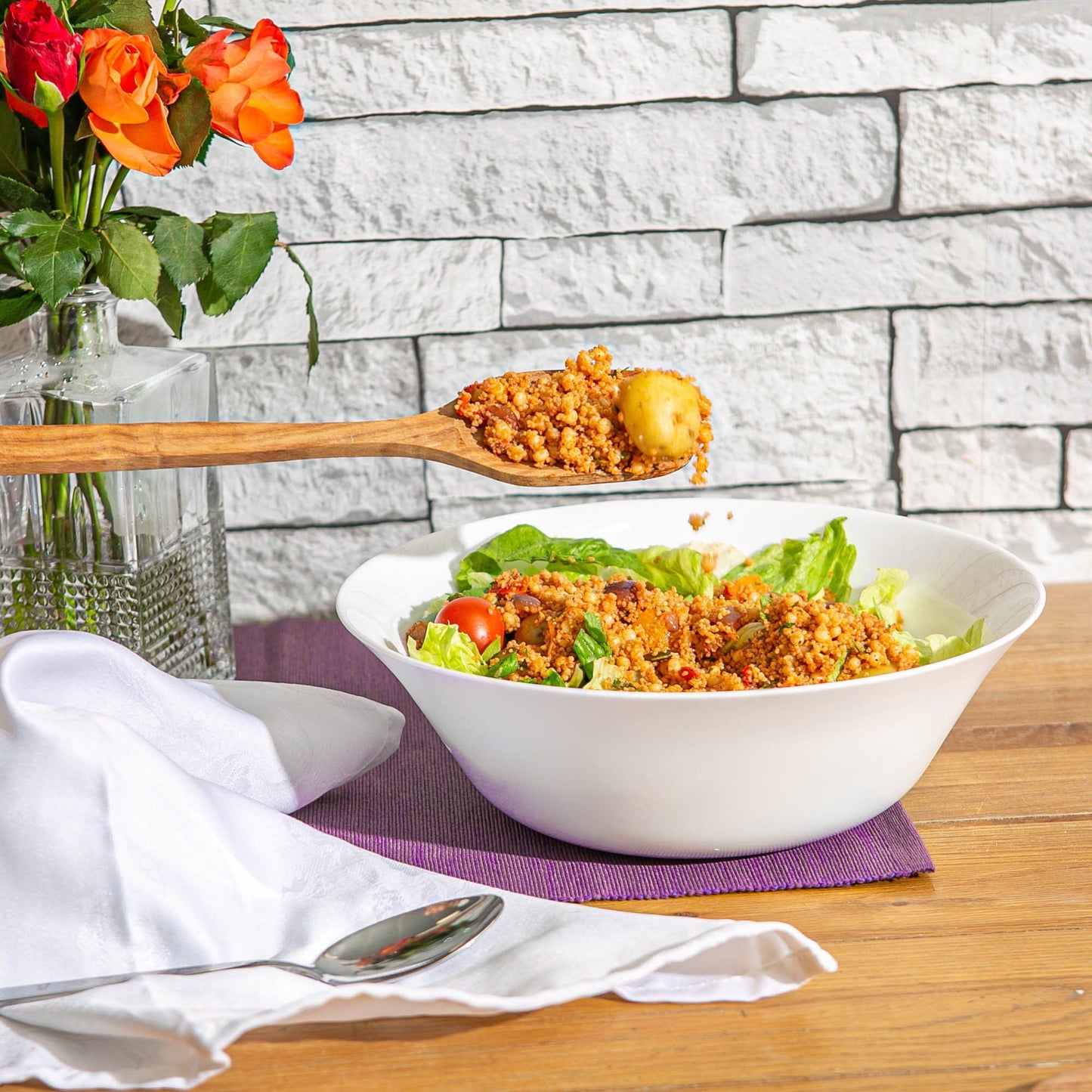 27cm White Moon Glass Salad Bowls - Pack of Six