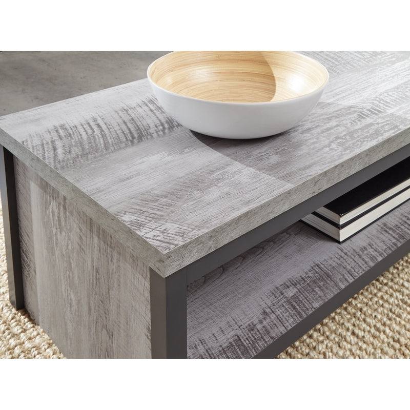 Boston Coffee Table Metal & Wood Grey 1 Shelf