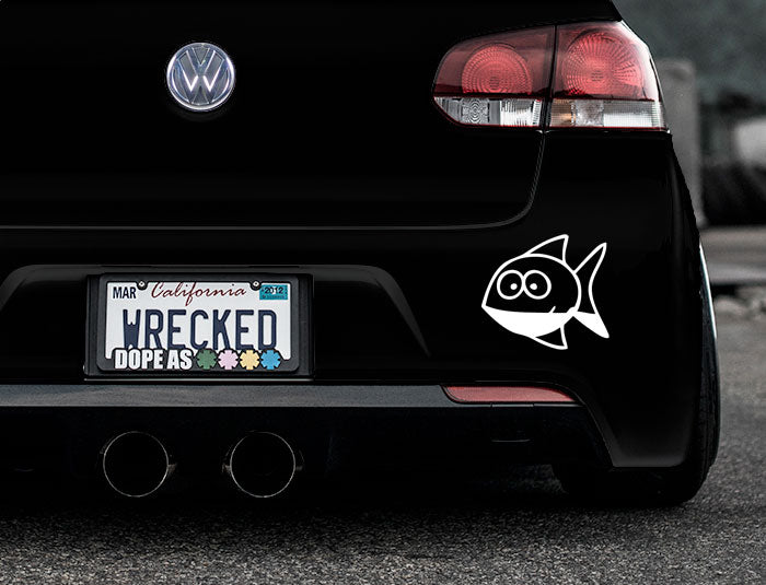 Funny Cartoon Fish Bumper Car Sticker